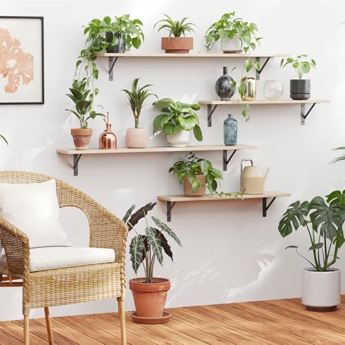 DINZI LVJ Long Wall Shelves, 47.3Inch Wooden Floating Shelves - Image 5
