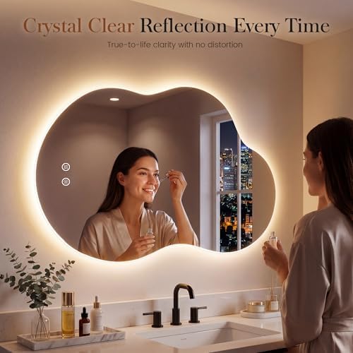 48''x26'' Backlit Mirror Bathroom Wall Cloud Rounded Corners, LED Bathroom - Image 7