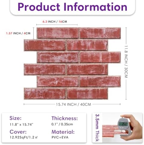 3D Faux Brick Wall Panels Peel and Stick, Designed - Image 6