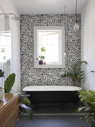 EeeComing Black and White Peel and Stick Wallpaper Abstract Geometric Self - Image 2