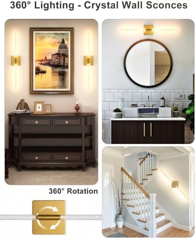 Wall Sconce Set of 2: Gold Rechargeable Wireless Magnetic Install - Image 5