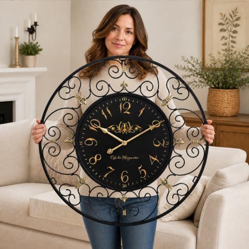 30 Inches Large Wall Clock, Farmhouse French Vintage Wall Clock, Silent Battery - Image 6