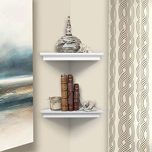 ZGZD White Corner Shelf Wall Mounted Storage Display Shelves - Image 2