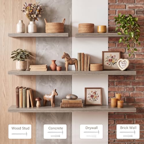 Acovy 40x8in Floating Shelves 2 Pack, Wall Mount Display Shelf - Image 2