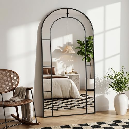 71" x 32" Arched Full Length Floor Mirror, Farmhouse Window Pane Mirror by CoomilyBrandStory
