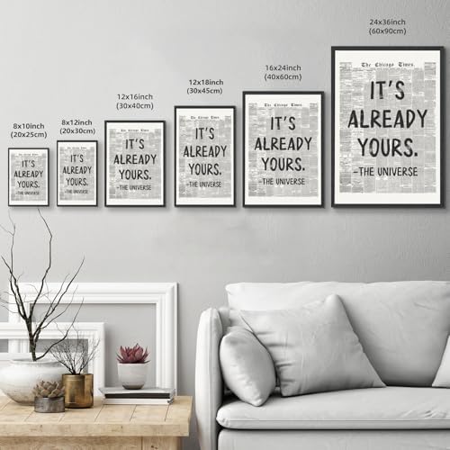 Framed Black And White Retro Newspaper Wall Art Motivational Office Decor - Image 3