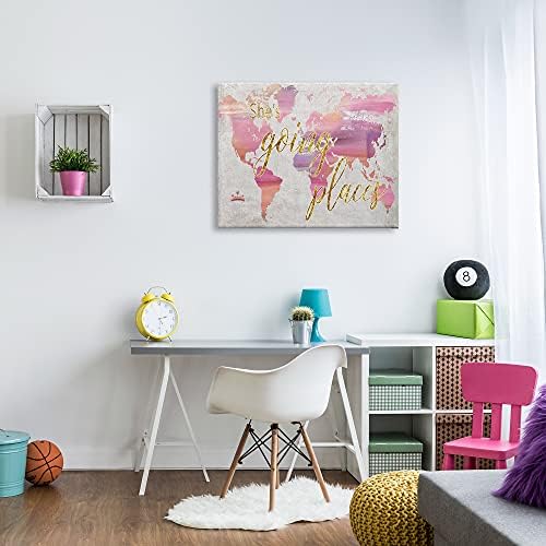 Stupell Industries Glam Pink Ombre Map Travel, 30 x 40 Inch Canvas Wall Art - Image 3