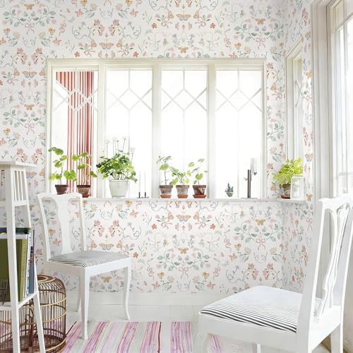 Peel and Stick Wallpaper for Nursery White Cute Bow Leaf Waterproof - Image 6