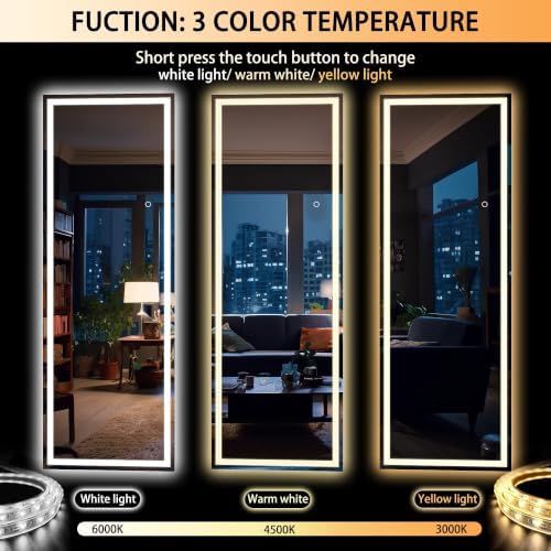 Hasipu Full Length Mirror with Lights, 66.9" x 23.6" LED Lighted Floor Standing - Image 5