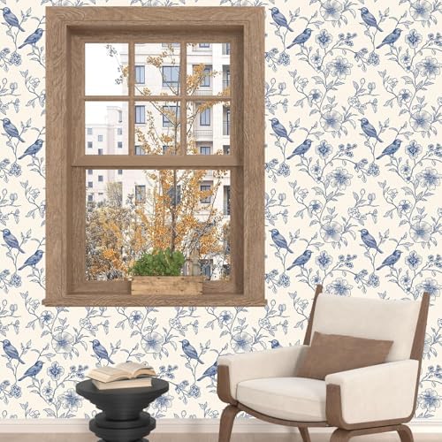 Laatse Floral Bird Vintage Wallpaper Peel and Stick 17.5" x 118" - Image 6