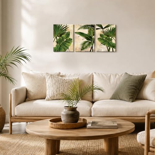 3 Pcs Palm Tree Leaf Canvas Wall Art Tropical Plants Wall Decor 12x16 Inch - Image 6