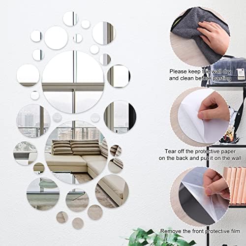 32 Pcs Acrylic Mirror Wall Stickers, Removable Wall Decal Mirror Set, Bathroom - Image 6
