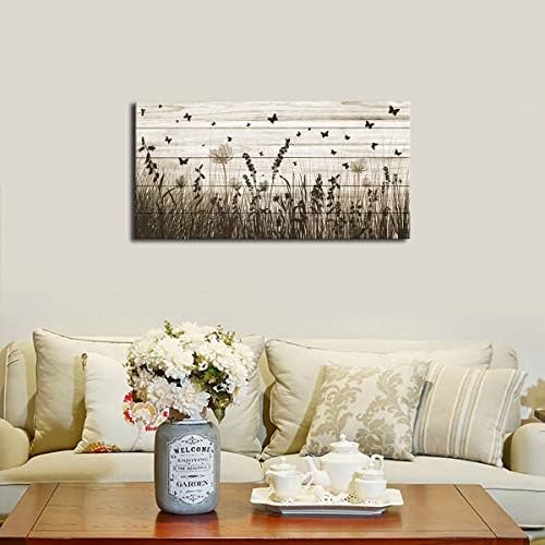 Wildflower Wall Art Autumn Canvas Picture Butterfly Grass Dandelion Artwork - Image 4