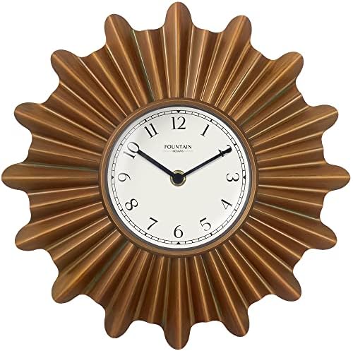 12" Mid Century Starburst Wall Clock, Antique Copper by FountainDesigns