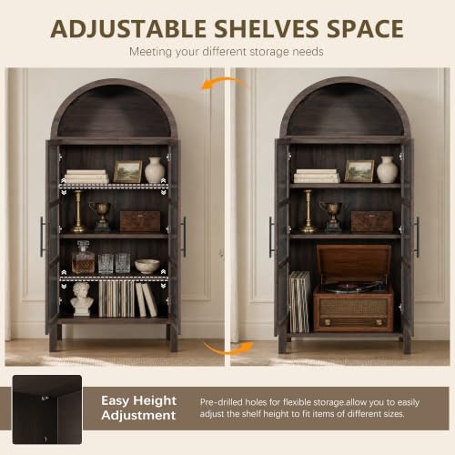 72" Tall Arched Cabinet with Glass Doors - Image 3