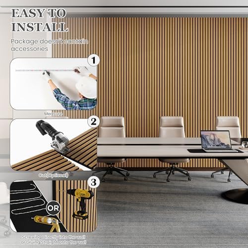 2 Pack 105.9" x 12.6" x 0.8" Acoustic Wall Panels Sound Absorbing, Wood Slat - Image 6