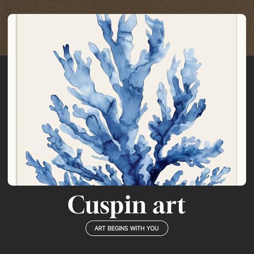 Large Framed Coastal Ocean Blue Coral Wall Art - Image 6