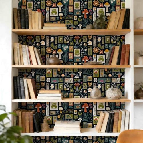 Vintage Stamp Peel and Stick Wallpaper, Mushroom Botanical Wallpaper - Image 7