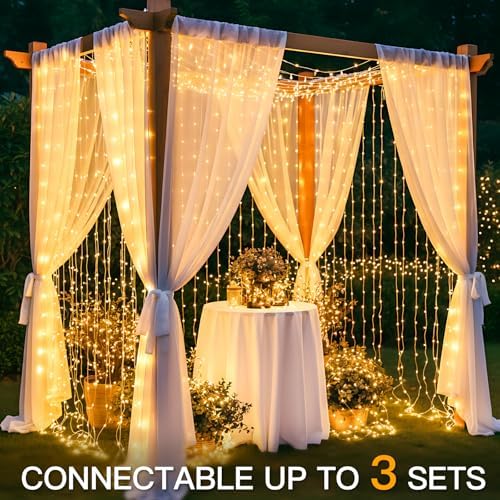 suddus Tangle-Free Curtain Lights, 400 LED Connectable Hanging Lights - Image 3