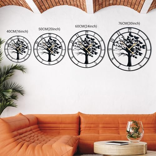 30 Inch Large Wall Clock Tree of Life Metal Silent Non Ticking - Image 2