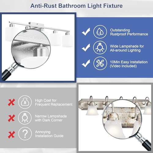 Bathroom Lights Over Mirror Brushed Nickel, Anti-Rust 5-Light Bathroom Vanity - Image 3
