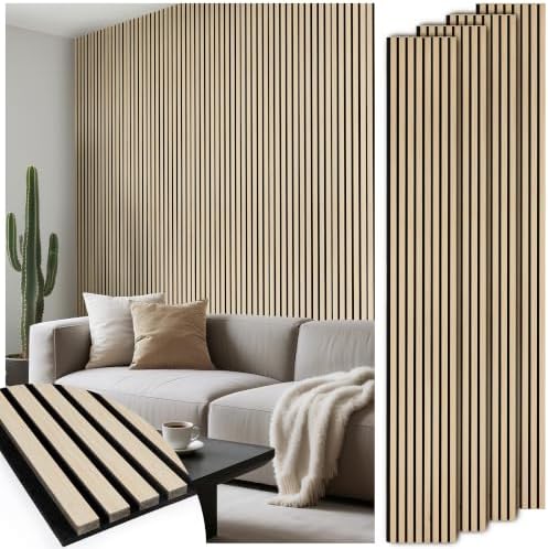4 Pack 108’’x12.6’’ Fluted Acoustic Wood Slat Wall Panels by LARWORKS