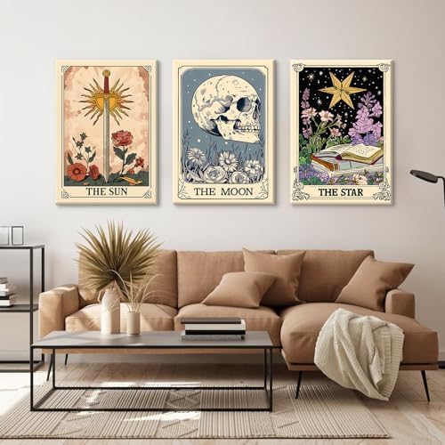 Tarot Card Wall Art Sun Moon Canvas Wall Decor Mystical Astrology Wall Art Boho - Image 4