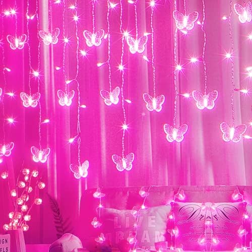 Butterfly Curtain Fairy Lights USB Plug in, 120 LED 8 Modes 20FT Firefly by SunKite