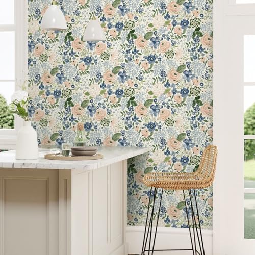 Wudnaye Blue Floral Peel and Stick Wallpaper - Image 6