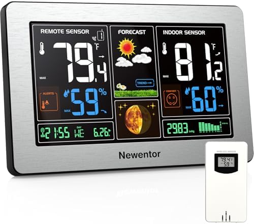 Newentor Weather Station Wireless Indoor Outdoor Thermometer by Newentor