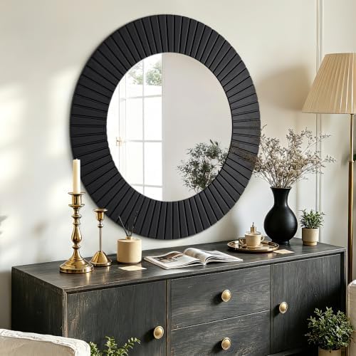 Chende 42'' Black Large Circle Mirror - Image 6