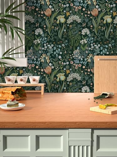 Toduso Peel and Stick Wallpaper Vintage Wall Paper Green Floral Contact Paper - Image 5