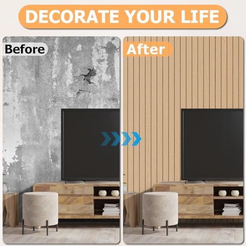 Arthome Peel and Stick Slat Wall Panels 15.7"x360", Self-Adhesive PVC Wood - Image 6
