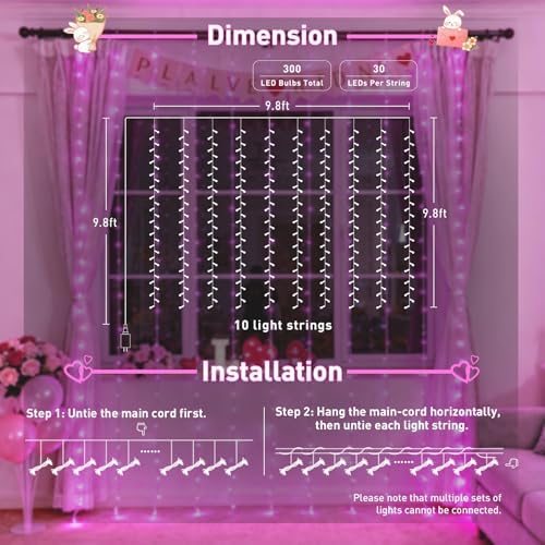 JMEXSUSS 300 LED Curtain Lights, 9.8x9.8 ft - Image 5