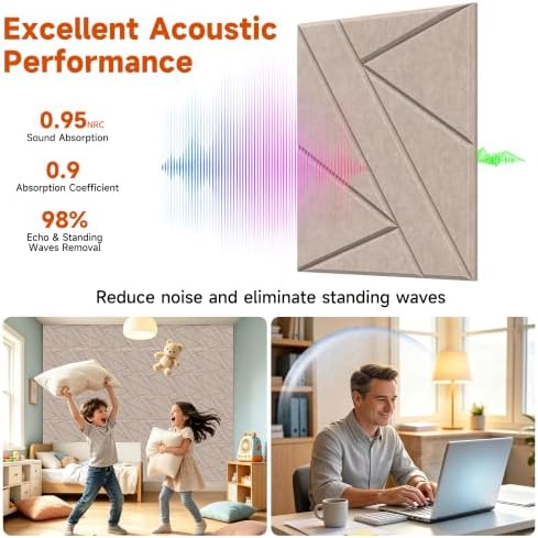 TO-TH Noise Cancelling Wall Panels Self-Adhesive Sound Panel 12 Pack - Image 3