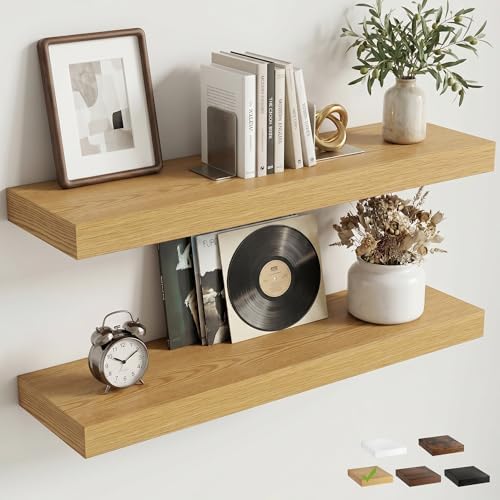 30 Inch Floating Shelves for Wall, Oak Finish by FLYJOE