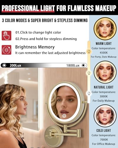 10" Brass Wall Mount Magnifying Mirror - Image 4