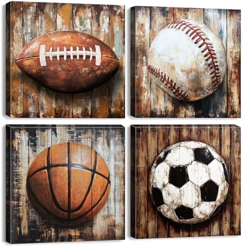 Nursery Wall Decor Boys Bedroom Decor Farmhouse Football Basketball Pictures by BLBORLINART