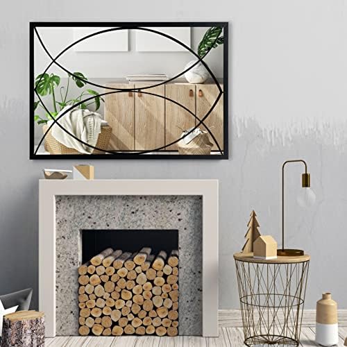 HQiJun Black Rectangle Mirror, Farmhouse Decorative Wall Mirror - Image 7