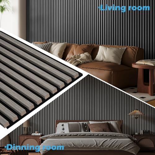 Art3d 3D Fluted Soundproof Wood Textured Slat Wall Panel, Smoky Oak - Image 3