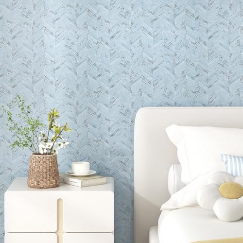 Wallercity Light Blue Grasscloth Wallpaper Twill Blue/Gray Peel and Stick Grass - Image 6