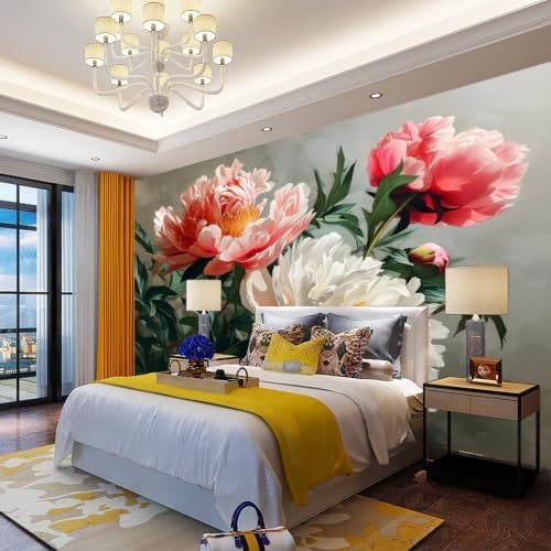The blooming and full peony self-adhesive mural creates an elegant, and vibrant - Image 6