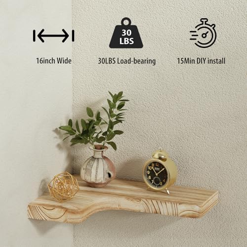 SAUMONIERES Corner Floating Shelves Wall Mount Shelf Solid Wood - Image 5