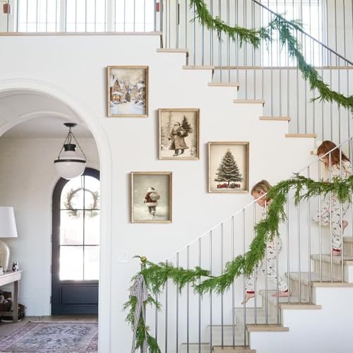 uniro Vintage Christmas Wall Art Set of 6pcs, Santa Claus Prints, Neutral - Image 7