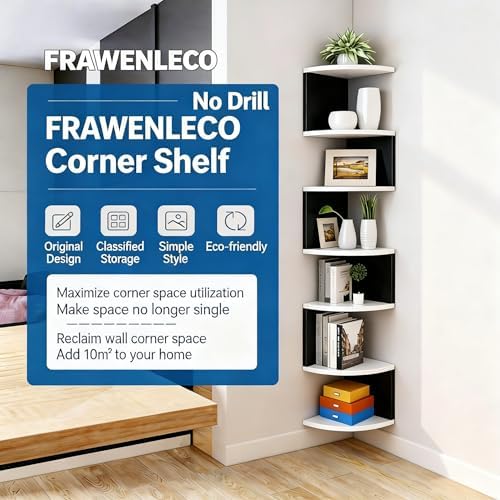 No-Drill Corner Shelf Wall Mount, 7-Tier Floating Corner Bookshelf - Image 3