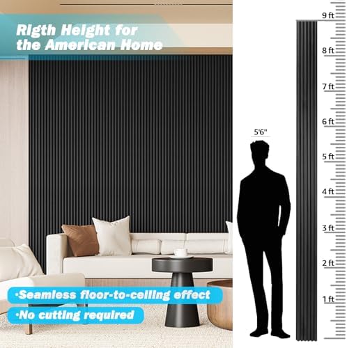 Art3d 108 x 5.7 Inch Fluted Wood Textured Slat Wall Panel, Beaded Black - Image 7