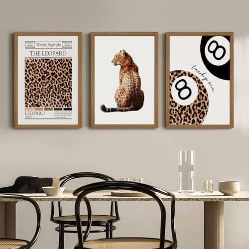 Trendy Leopard Wall Art Cheetah Print Canvas Wall Decor 8 Ball Poster Preppy - Image 5