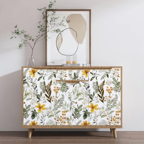 Laatse Vintage Green Yellow Floral Botanical Wallpaper 17.5"x118" - Image 4