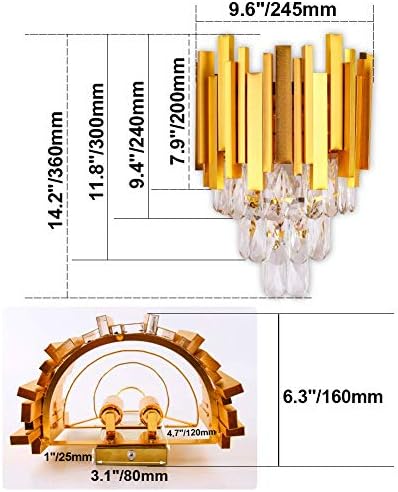 FRIXCHUR Crystal Wall Sconce Lights 3 Tiers Crystal Wall Lamp - Image 6