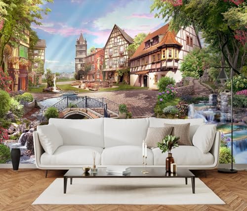 Flowery waterfall and beautiful street scene in the sunshine wall mural - Image 4